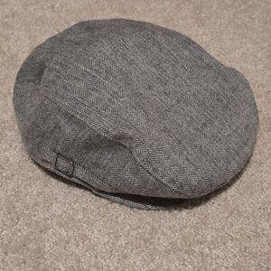 Gray Herringbone Flat Cap